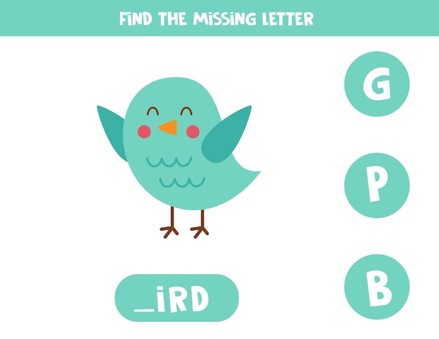 Cute Bird Cartoon Missing Letter Educational Illustration | Jiffy Designs