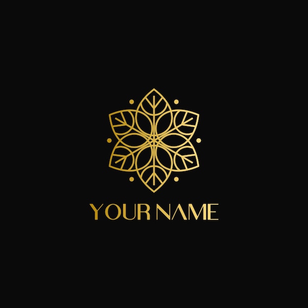 Elegant Golden Floral Emblem with Stylized Petals | Jiffy Designs