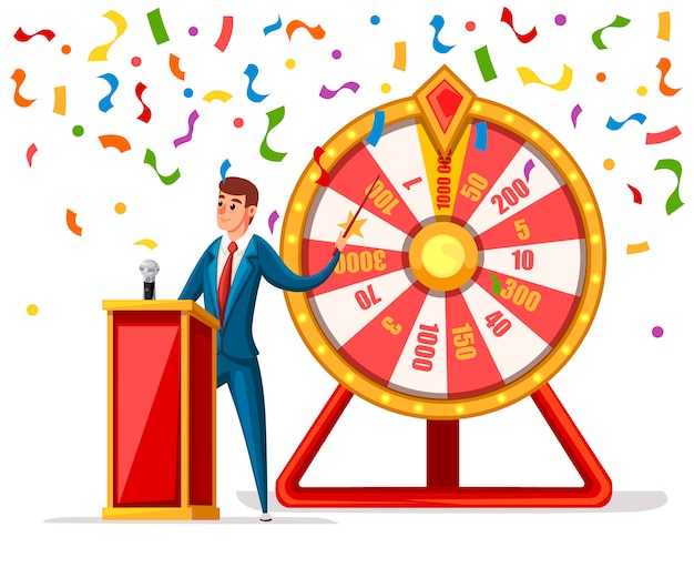 Businessman Spinning Colorful Prize Wheel in Celebration | Jiffy Designs