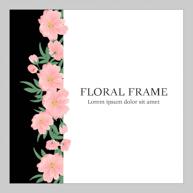 Elegant Floral Border with Delicate Pink Blossoms | Jiffy Designs