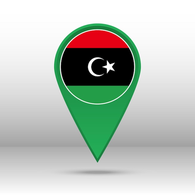 Vibrant Flag Symbol of Libya on Pointer Icon | Jiffy Designs
