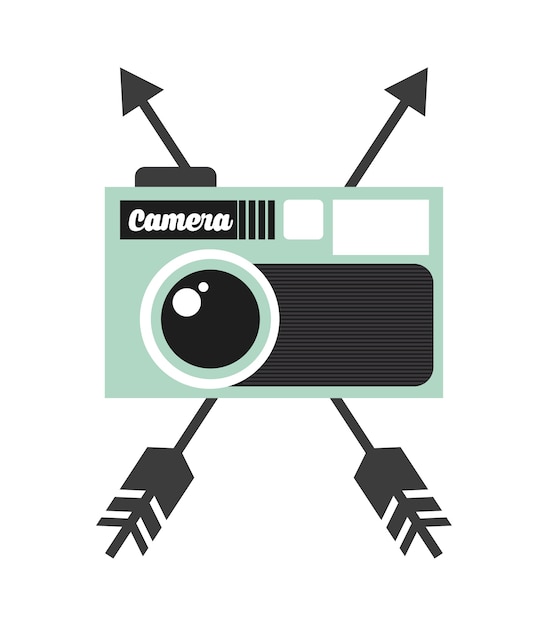 Retro Camera Illustration with Arrow Accents and Mint Background ...