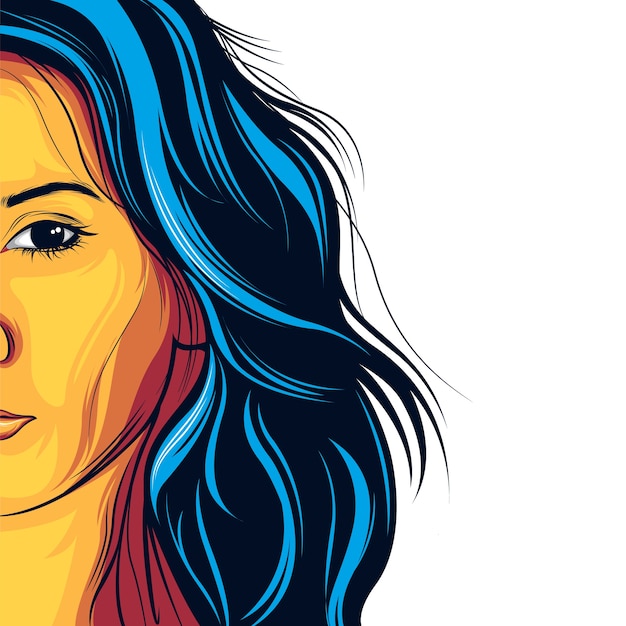 Vibrant Portrait of a Woman with Flowing Multicolored Hair | Jiffy Designs