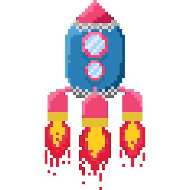 Vibrant Pixel Art Rocket Soaring into the Cosmos | Jiffy Designs