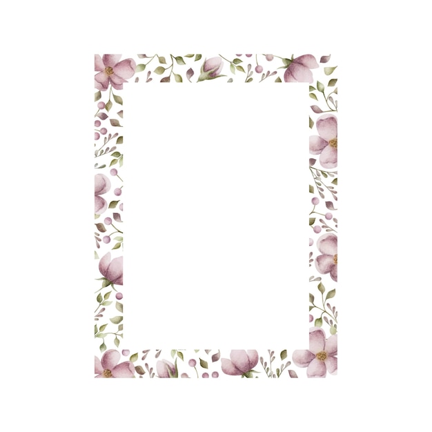 Elegant Floral Frame with Pink Roses and Green Leaves | Jiffy Designs