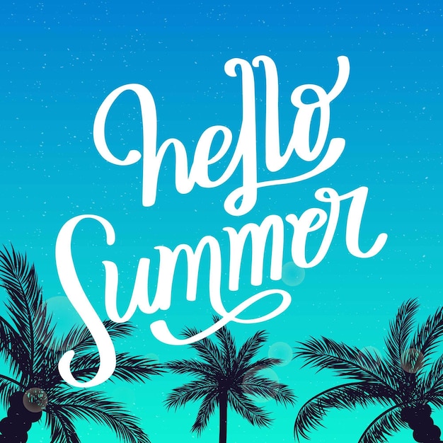 Vibrant Palm Trees and 'Hello Summer' Lettering | Jiffy Designs