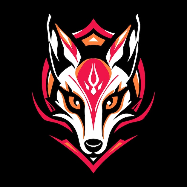 Fierce Crimson Fox Emblem with Tribal Markings and Glowing Eyes | Jiffy ...