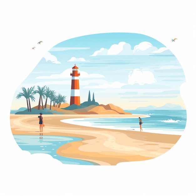 Serene Coastal Landscape with Iconic Lighthouse | Jiffy Designs