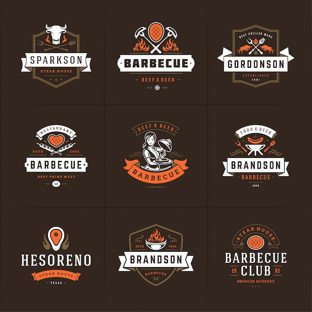 Diverse Collection of Barbecue-Themed Logos and Emblems | Jiffy Designs