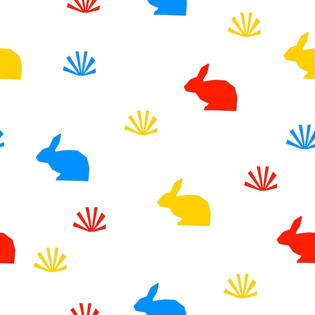 Vibrant Rabbit Pattern with Bursting Shapes | Jiffy Designs