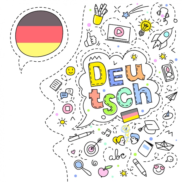 Vibrant Doodle Celebration of German Culture and Language | Jiffy Designs