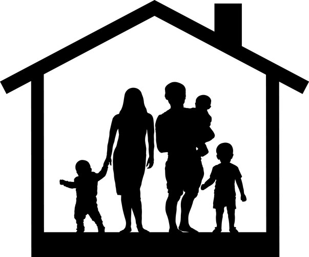Large Family House Silhouette | Jiffy Designs