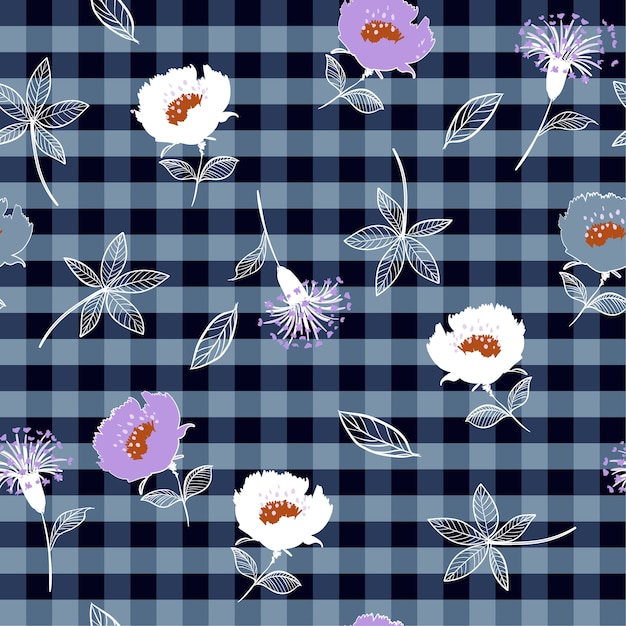 Elegant Floral Patterns on Checkered Background | Jiffy Designs