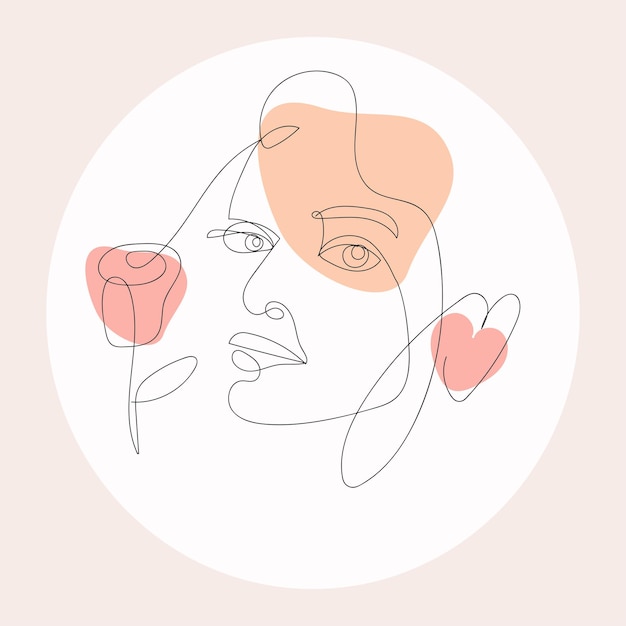 Minimalist Floral Portrait with Abstract Facial Features Jiffy Designs