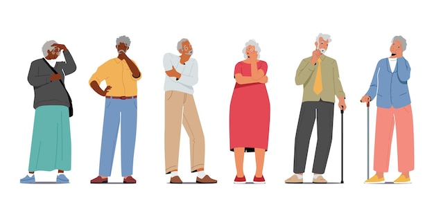 Diverse Collection of Vibrant Senior Characters in Casual Attire ...