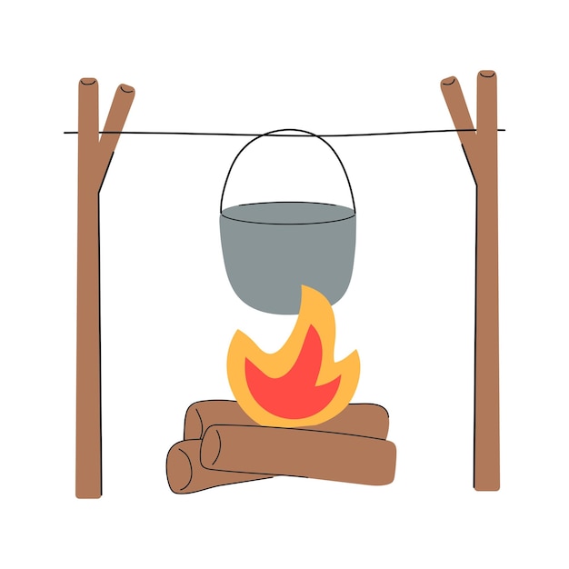 Campfire with Cooking Pot Hanging Over Flames | Jiffy Designs