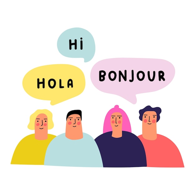 Diverse group of friends greeting in different languages | Jiffy Designs
