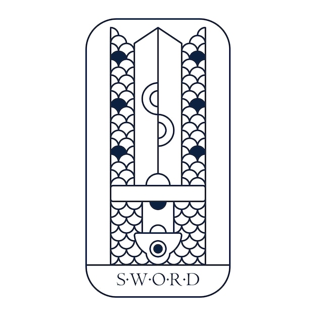 Elegant Sword Emblem with Geometric Patterns | Jiffy Designs