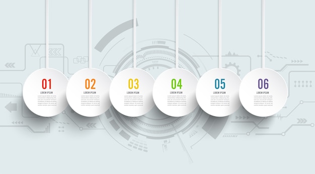 Futuristic Technology Infographic with Numbered Circular Elements ...