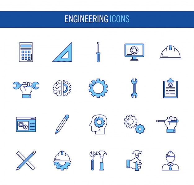 Diverse Engineering Symbols and Tools in Minimalist Style | Jiffy Designs