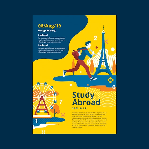 Explore the Wonders of Studying Abroad: A Vibrant Poster Invitation ...