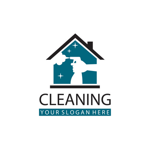 Cleaning Service Design With Spray Bottle In Hand Isolated On White