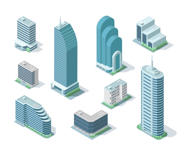 Vibrant Isometric Cityscape with Modern High-Rise Buildings | Jiffy Designs