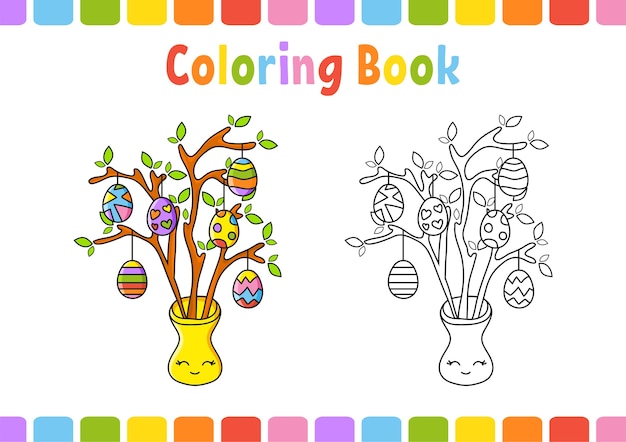 Vibrant Easter Egg Tree in Coloring Book | Jiffy Designs