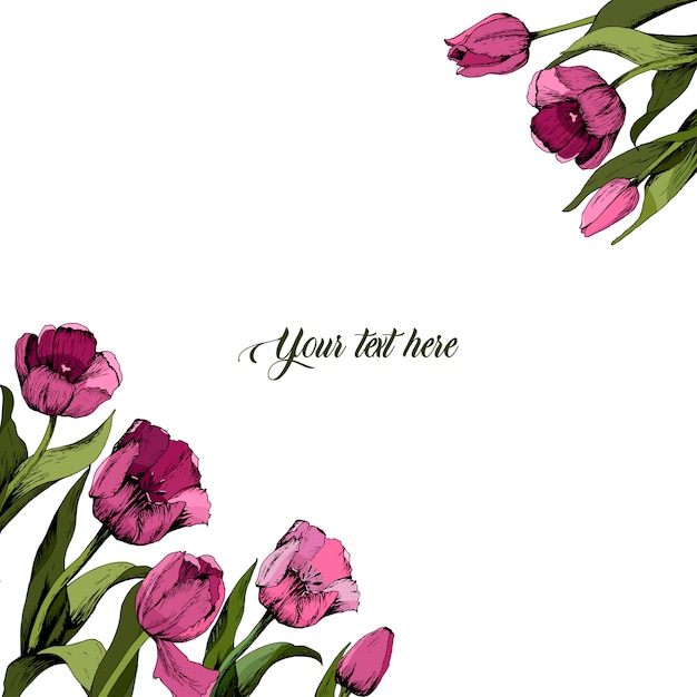Elegant Tulip Floral Frame with Customizable Text | Jiffy Designs