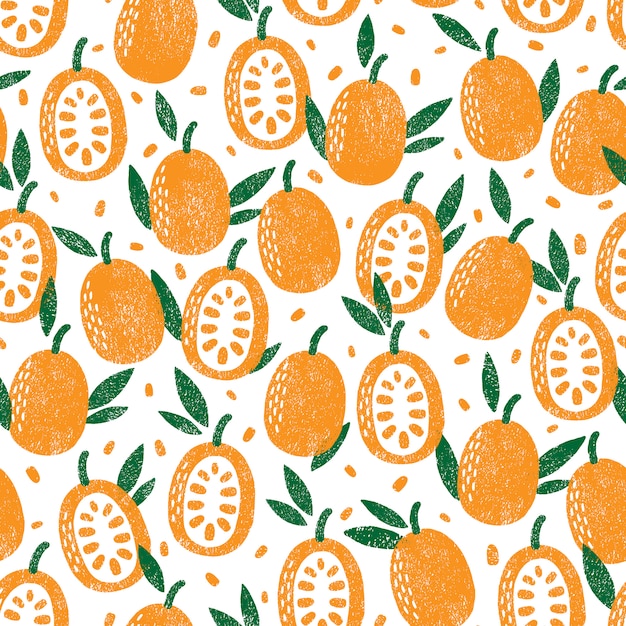 Vibrant Orange Fruit Pattern with Leafy Accents | Jiffy Designs