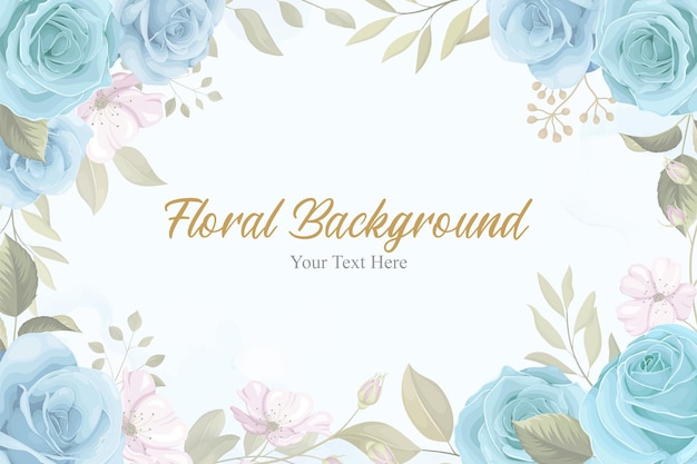 Elegant Floral Frame with Blue and Pink Roses | Jiffy Designs