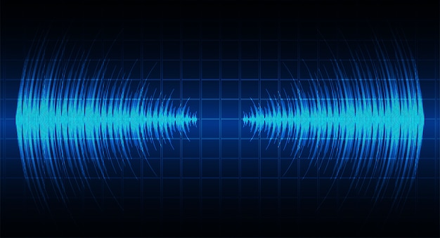 Vibrant Audio Waveform Visualization on Dark Blue Background | Jiffy ...