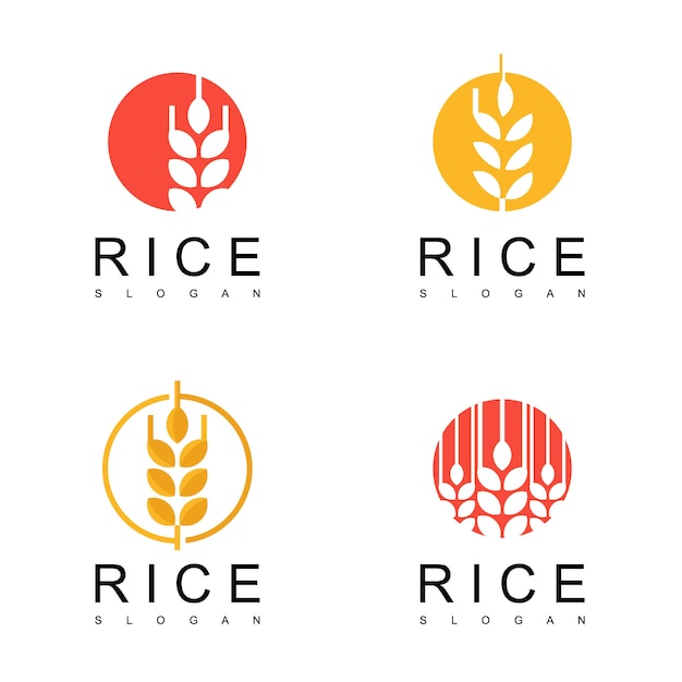 Rice Grain Logos with Wheat Stalks in Vibrant Colors | Jiffy Designs