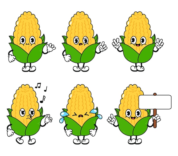 Cheerful Corn Cob Collection with Expressive Poses and Accessories ...