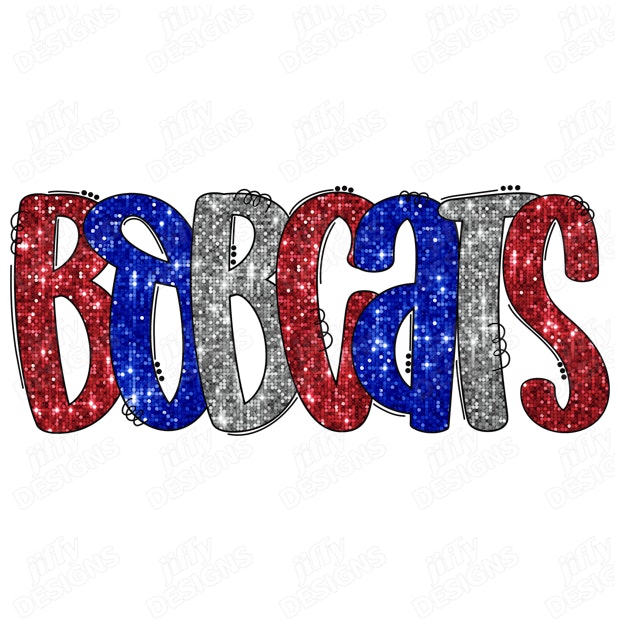'Bobcats' Sparkling Patriotic Letters with Starry Texture and Bold ...