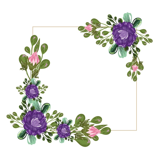 Elegant Floral Frame with Vibrant Purple Blooms | Jiffy Designs