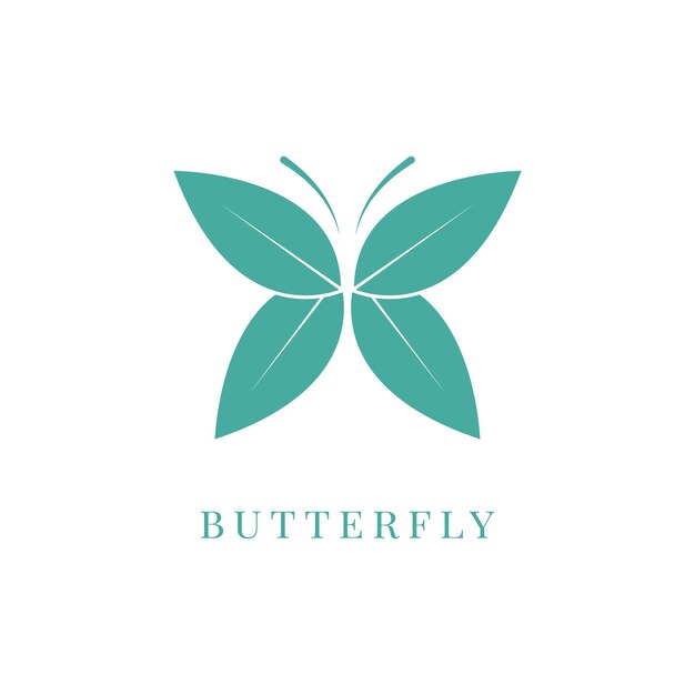 Minimalist Green Butterfly Emblem with Stylized Leaf Wings | Jiffy Designs