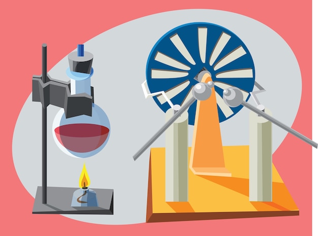 Vibrant Windmill Illustration with Laboratory Equipment | Jiffy Designs