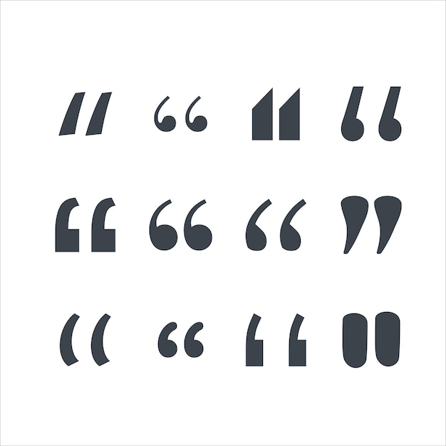 Elegant and Minimalist Quotation Mark Icons in Grayscale | Jiffy Designs