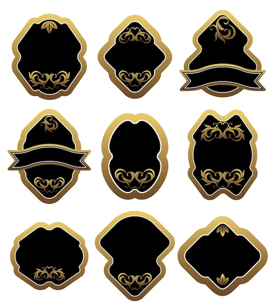 Ornate Golden Emblem Collection with Intricate Designs | Jiffy Designs
