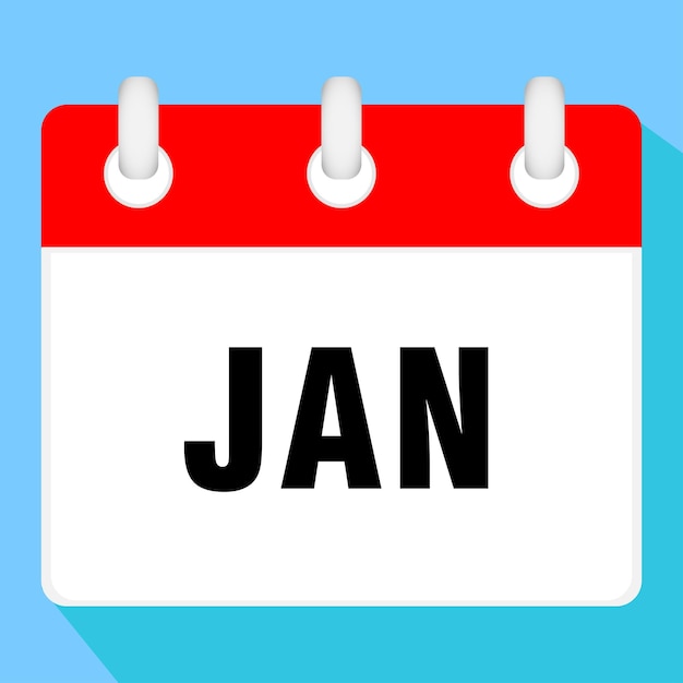 Minimalist Calendar Page for January with Red and Blue | Jiffy Designs