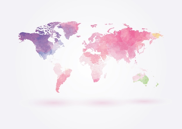 Vibrant Watercolor World Map: A Colorful Exploration of the Globe ...