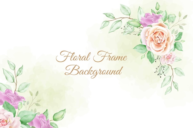 Delicate Floral Frame with Pink Roses and Green Leaves | Jiffy Designs