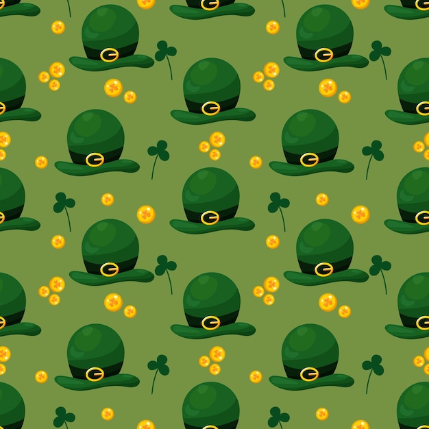 Lucky Leprechaun Hats and Clovers Seamless Pattern | Jiffy Designs