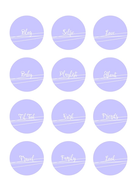 Elegant Lavender Circles with Cursive Text Labels | Jiffy Designs