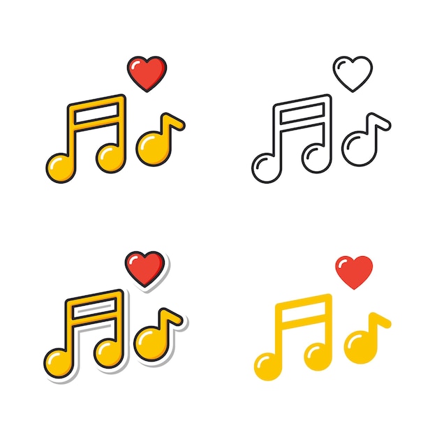 Vibrant Musical Notes with Playful Heart Accents | Jiffy Designs