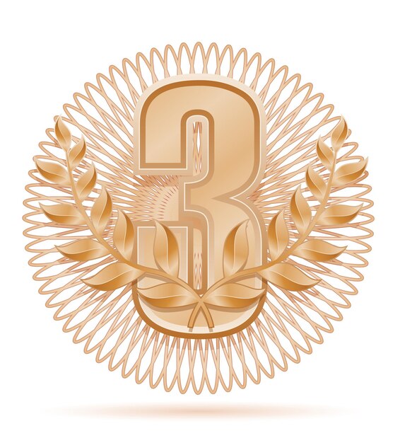 Elegant Golden Emblem with Laurel Wreath and Numeral 3 | Jiffy Designs