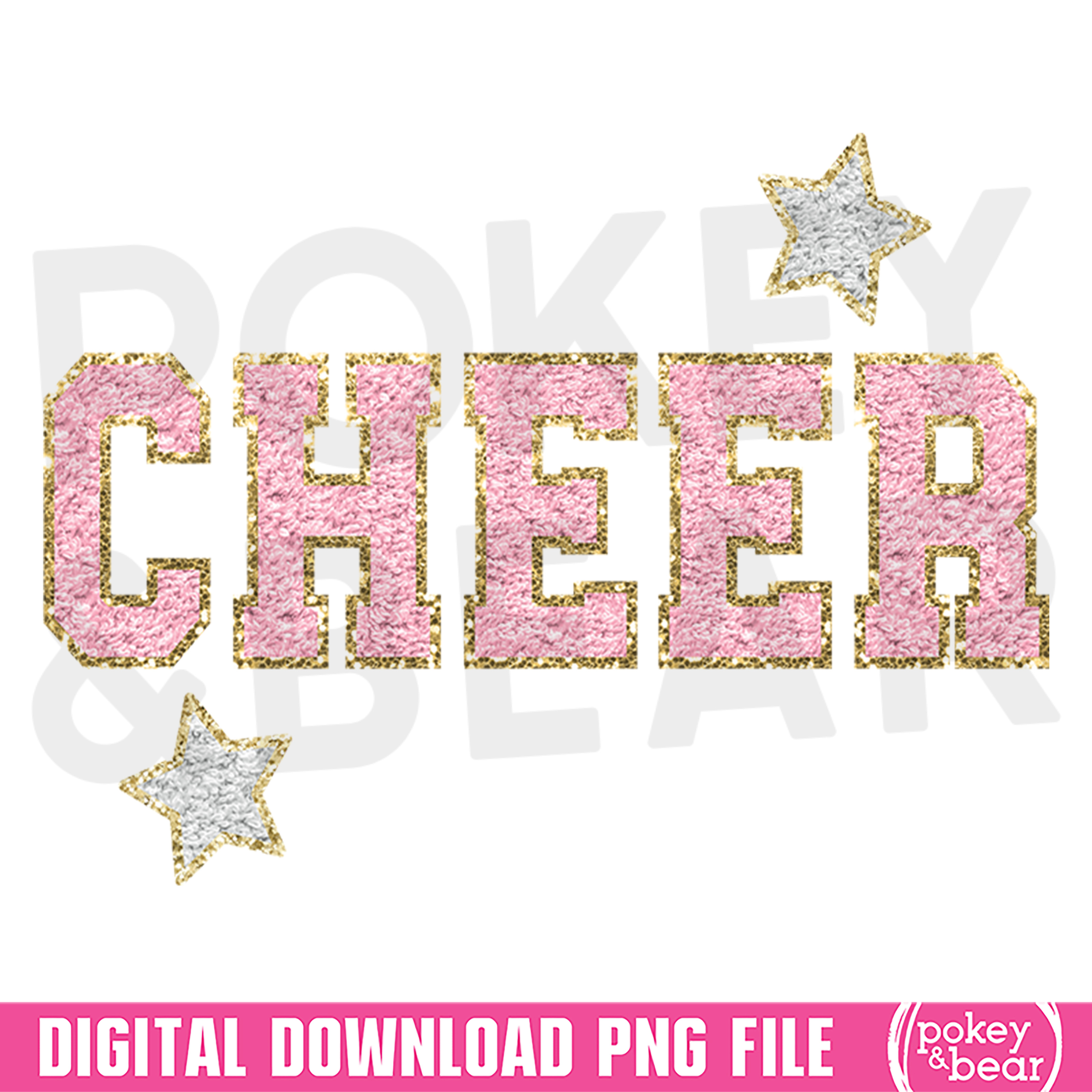 'Cheer' Sparkles in Pink and Gold with Glittering Star Accents | Jiffy ...