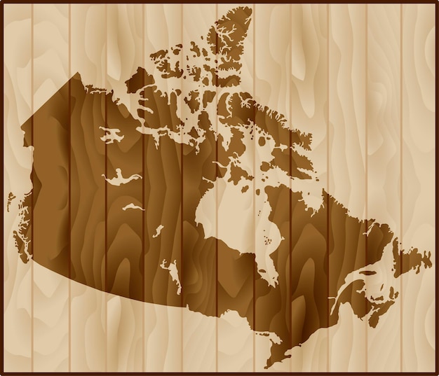 Rustic Wooden Map of Canada with Textured Grain Detail | Jiffy Designs