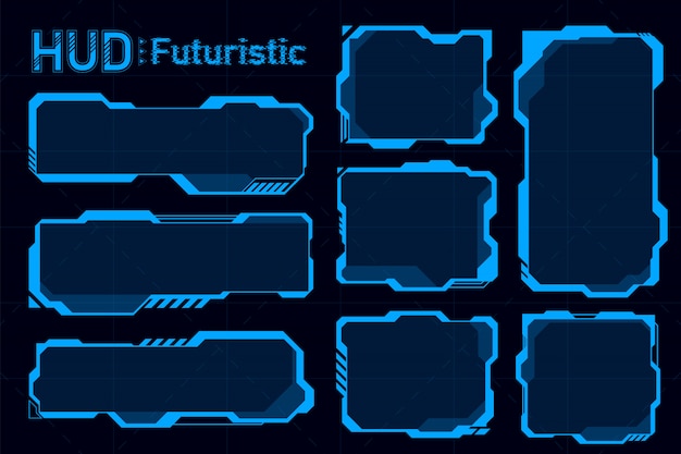 Futuristic Neon Frames with HUD Interface Elements | Jiffy Designs